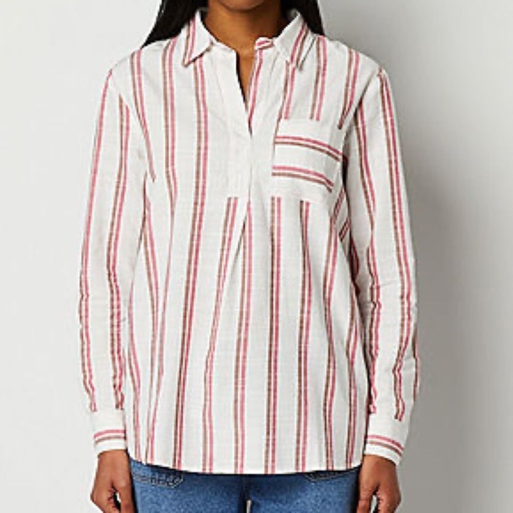 Liz Claiborne Striped Woman Top Size L